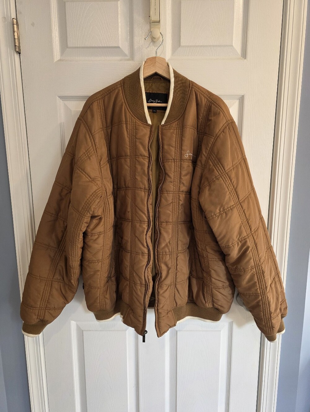 Vintage Sean John Quilted Bomber Jacket Men's Size 2XL Brown Full Zip Y2K